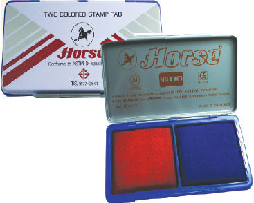แท่นประทับตรา ชนิด 2 สี ตราม้า สีแดง + น้ำเงิน